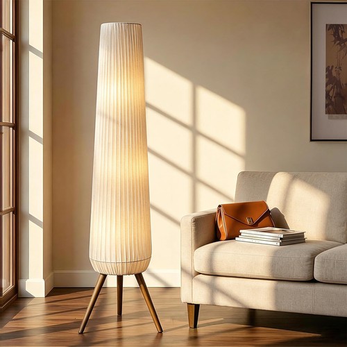 Linen pleated floor lamp - pleated,